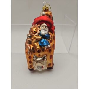 Vintage Glass‎ Christmas Ornament / Santa On A Giraffe "Two By Two" (441)
